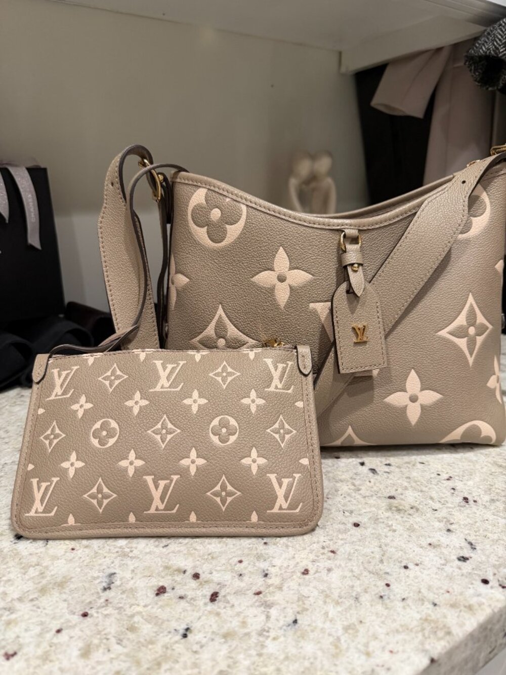 Louis Vuitton CarryAll PM Dove/Cream Monogram Empreinte Leather - Pristine - Picture 2 of 7